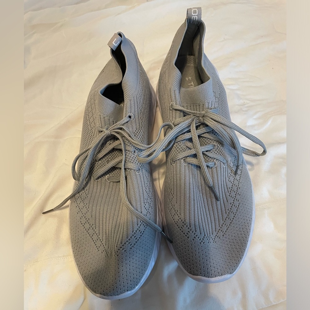 Size 12 gray, slip-on walking shoes.